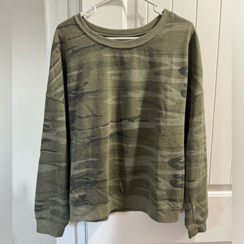 Zoe+Liv Green Camo Crew Neck